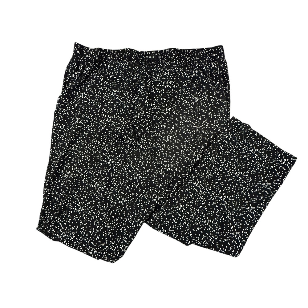 Torrid Women's Plus 3 Geometric Print Wide Leg Elastic Waist Pants‎ Black White